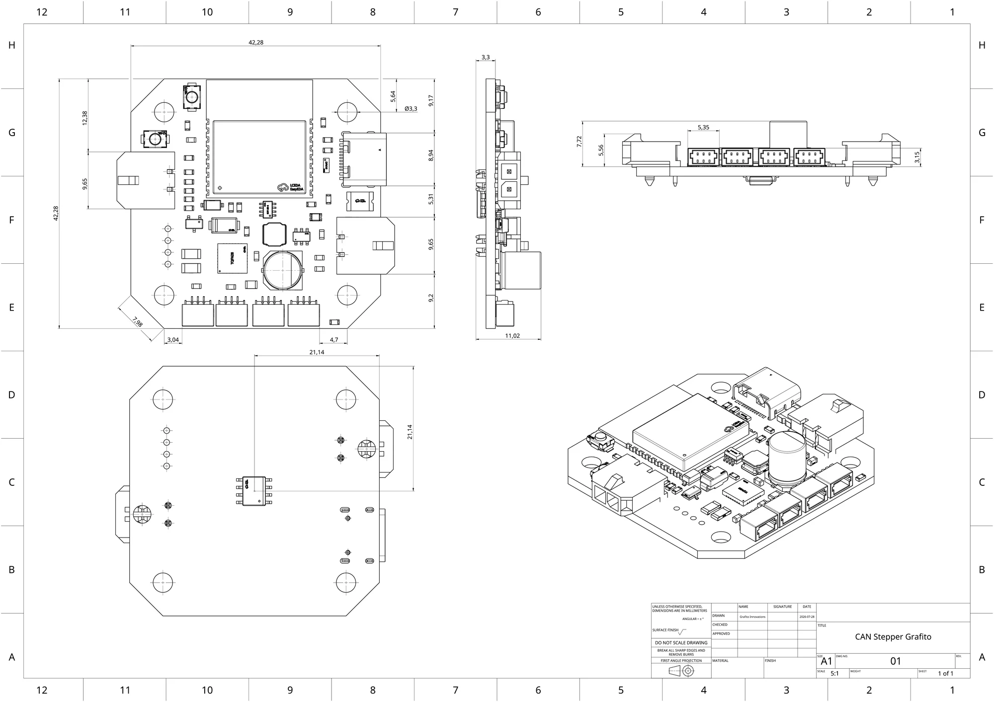 Preview of CANStepper V1 PCB mechanical drawing