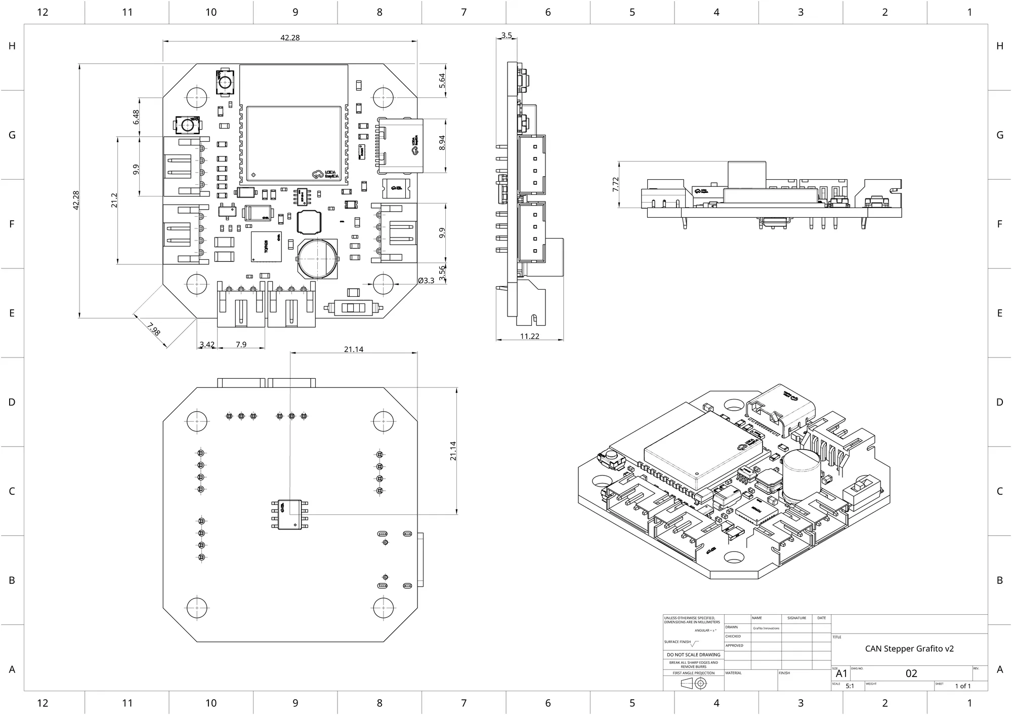Preview of CANStepper V2 PCB mechanical drawing